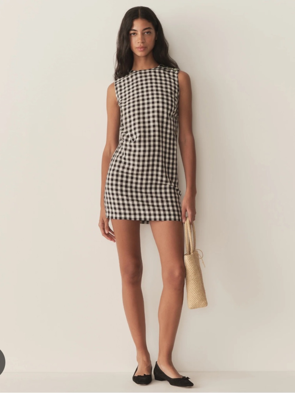 Doen Coralie Gingham Black Mini Shift Dress